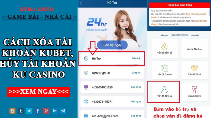 Cách xóa tài khoản Kubet, hủy tài khoản Ku Casino nhanh chóng nhất.